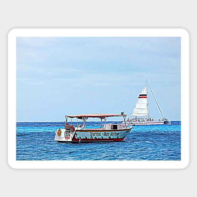 Cozumel Excursion Boats Sticker by Debra Martz